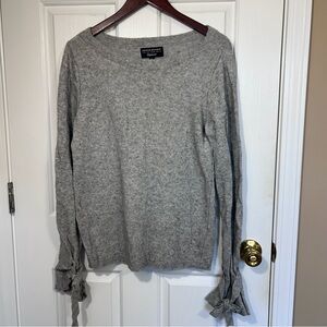 Banana Republic Gray Italian Yarn Bow Sleeve Pullover XL Coquette Coastal